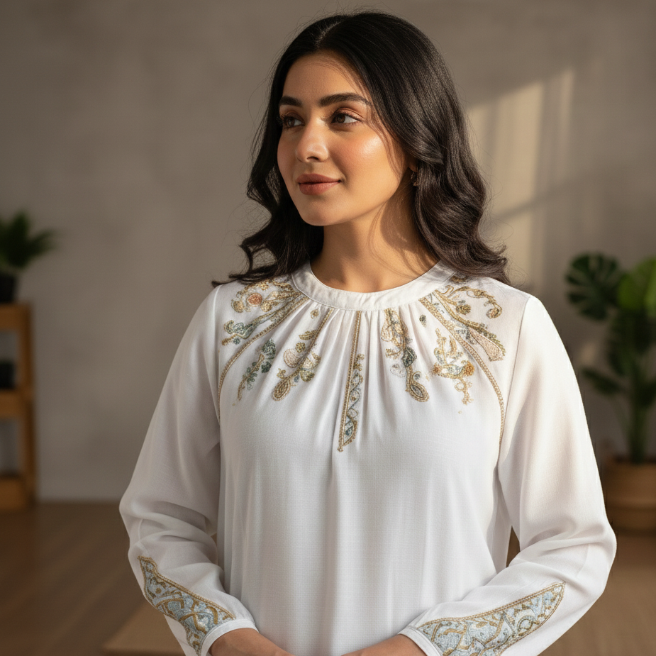 White Embroidered Blouse