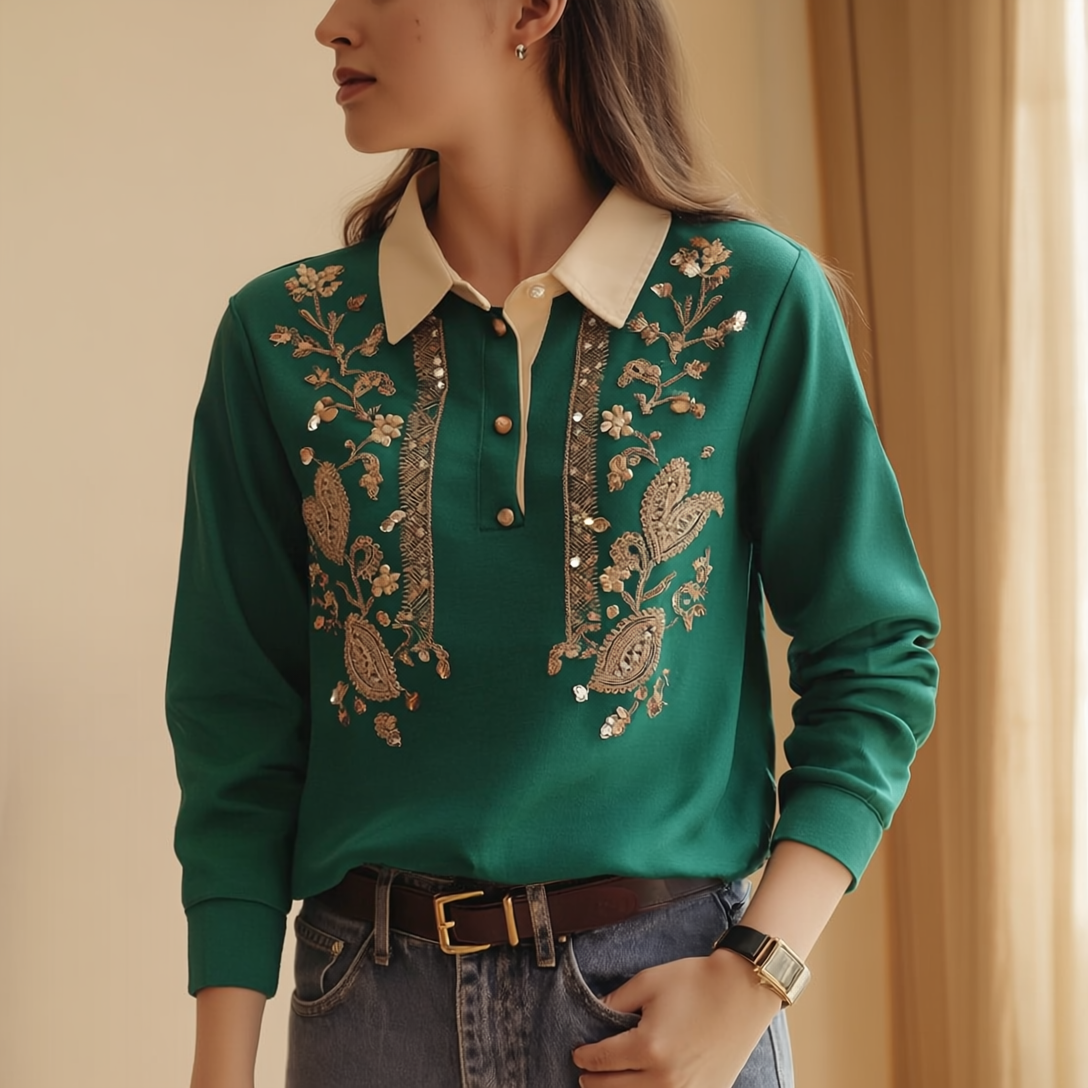Emerald Embroidered Shirt